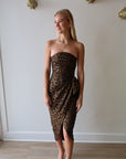 Zaniya Strapless Leopard Dress full body front