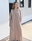 Boden Dress Toffee Stripe