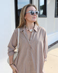 Boden Dress Toffee Stripe