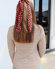 Square Scarf Polka Dot Cappuccino in hair
