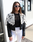 Gwen Leather Jacket with Lace front view