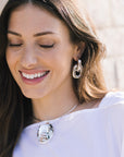 Fossil Necklace and Kylie Interlocking Earrings in Rhodium