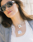 Woven Square Collar in Silver and silver pendant necklace