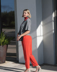 Schutz Skye Simple Strap Heel side view on model