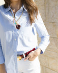 B-Low Belt Dawn Gloss Belt on model