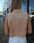 Hevron Katja Sleeveless Button Down Top in Wheat back