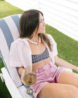 Simkhai Ryett Crop Shirt Stripe close up