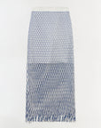 Textured scarf with a geometric pattern on a white background