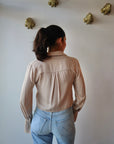The Cropped Lily Top in Dusty Pink close up back view