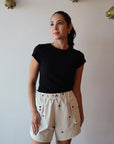 The Embroidered Cargo Short Daisies front
