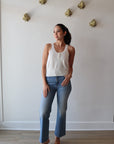 Zaya Knit Tank in White full body front view