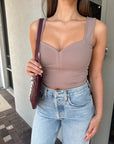 Sweetheart Sleeveless Top close up front