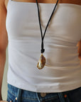 Necklace Lucid extreme close up front view on model