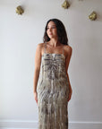 Khana Slip Dress closer up front view on model