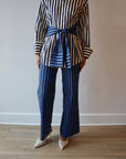Pia Poplin Pant front view on model paired with matching top