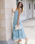 Clarke Dress and Clutch Silver Foil full body view