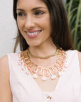 Coral Flamingo Necklace on model