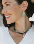 Adina Reyter 5.33 16" Italian Link Necklace with emerald necklace and clover charm