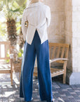 Paola Stripe Shirt and Tali Pants full body back