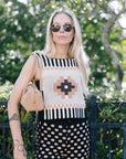 Cleo Chacana Top and Devon Suede Shoulder Bag on shoulder