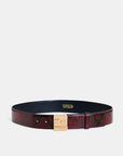 Snake Print Leather Logo Belt by itself