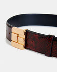 Snake Print Leather Logo Belt buckle detail