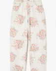 Floral-patterned pants on a white background