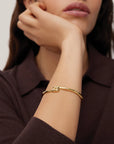 Slim Woven Square Bangle front view on model's wrist