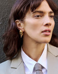 Art Heart Puff Earrings on ear