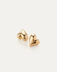 Art Heart Button Earrings Gold side by side