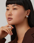 Art Heart Button Earrings on model