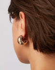 Gemma Hoops Gold on model, back