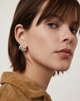 Monroe Earrings in Silver side view on model