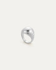 Nelle Ring in Silver Size 8 front and partial side view with ring standing up on white background