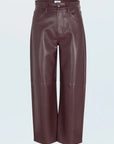 Brown leather pants on a light gray background product view