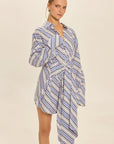 Sully Dress Stripe Violet close up front