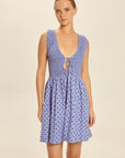 Odin Mini Dress Dot Violet close up front