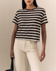 Linen Poppy Tee front view on model