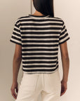 Linen Poppy Tee back view on model