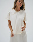 Ava Oversized Spandex Jersey Tee front view close up