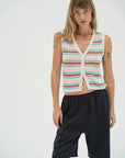 LNA Lou Sleeveless Stripe Cardigan front
