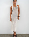 Tyler Open Knit Tank Dress Ivory front