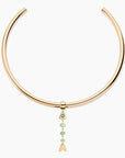 La Pez Chrysoprase Fish Bail front view on gold plated necklace