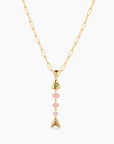 La Pez Jade Fish Bail Charm on chain link necklace