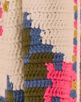 Close-up of a textured fabric with multicolor pattern