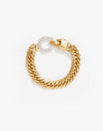 Gold chain bracelet on a white background