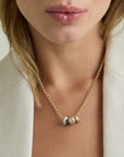 Groovy Spacer Big Bead 10k Yellow Gold with other beads on chain