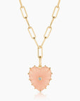 Malene Pink Jade Heart Clip Necklace close up