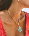 Marea Amazonite Shell Clip Necklace worn on model