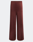Maroon wide-leg pants on a light gray background